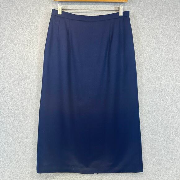 Vintage Pendleton Skirt Womens Size 10 Blue 100% Virgin Wool Straight Zipper - Picture 1 of 13